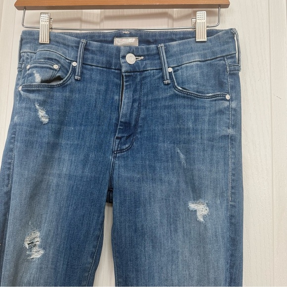 MOTHER Jean Looker Ankle Fray Size 26 Naughty Intentions 26x27.25 blue distress - Picture 6 of 16